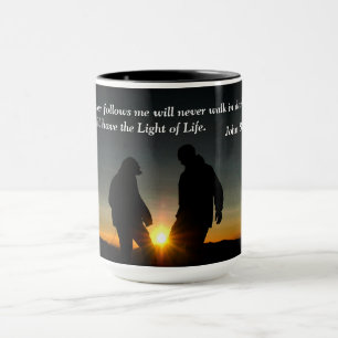 John 8:12 Wer mir folgt, wird nie hereinkommen Tasse