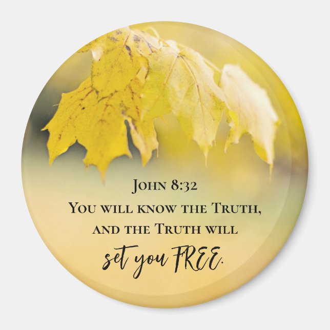 John 8:32 Die Wahrheit Set dir FREE Bibelverse Magnet (Vorne)