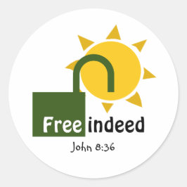 John 8:36 FREE INDEED Customizable Christlich GREE Runder Aufkleber