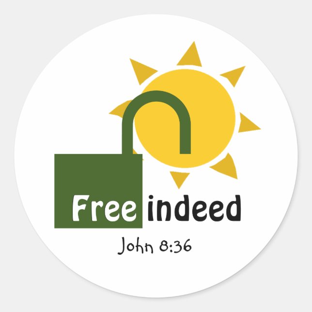 John 8:36 FREE INDEED Customizable Christlich GREE Runder Aufkleber (Vorderseite)