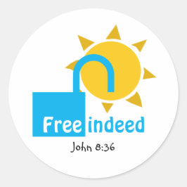 John 8:36 KOSTENLOS INDEED Customizable Christlich Runder Aufkleber
