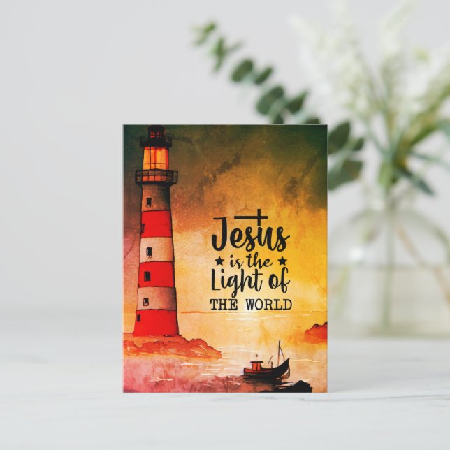 John 8 Jesus ist das Licht des Weltlighthouse Postkarte (Stehend Vorderseite)