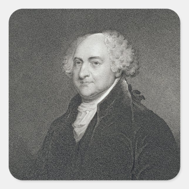 John Adams, eingraviert von James Barton Longacre  Quadratischer Aufkleber (Vorderseite)
