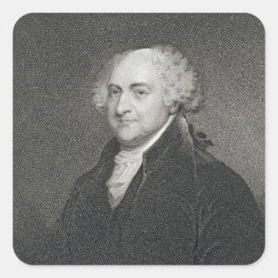 John Adams, eingraviert von James Barton Longacre Quadratischer Aufkleber