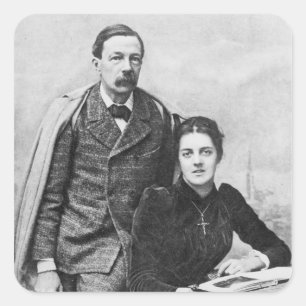 John Addington Symonds und seine Tochter, 1891 Quadratischer Aufkleber