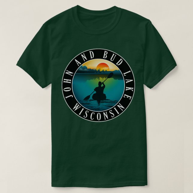 John and Bud Lake Wisconsin Kayaking T-Shirt (Design vorne)