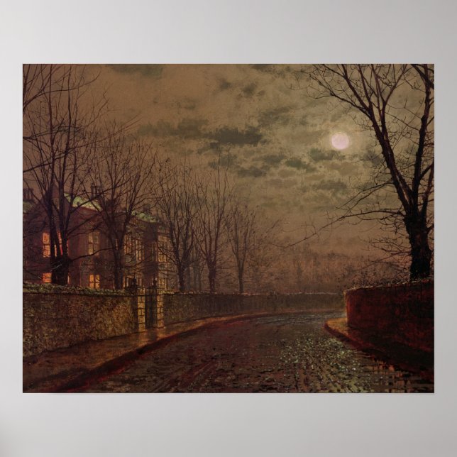 John Atkinson Grimshaw | Moonlit Street Scene, 188 Poster (Vorne)