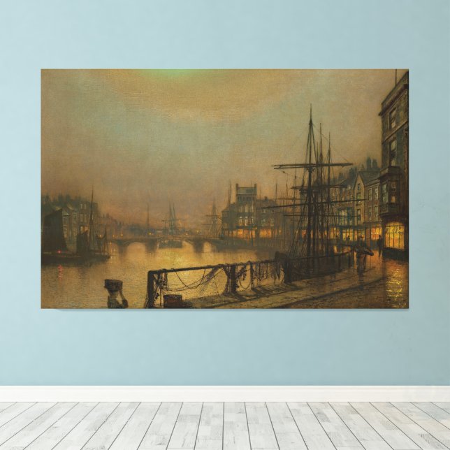 John Atkinson Grimshaw - Whitby at Night Leinwanddruck (Insitu (Holzboden))