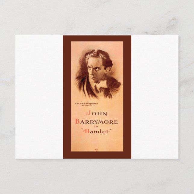 John Barrymore im Hamlet Broadway 1922 Postkarte (Vorderseite)