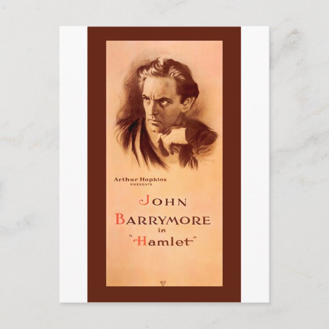 John Barrymore im Hamlet Broadway 1922 Postkarte (Vorderseite)