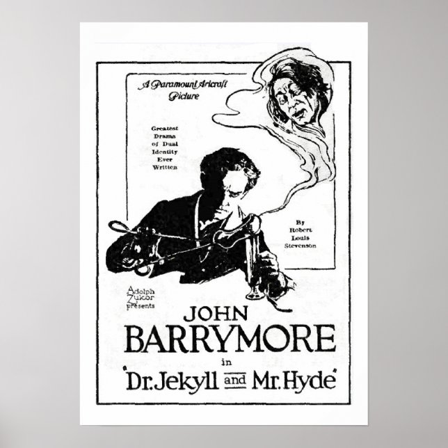 John Barrymore Jekyll und Hyde 1920 Filmwerbung Pr Poster (Vorne)