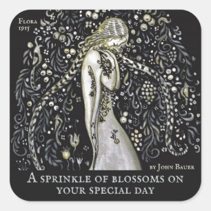John Bauer Blume sprinkle CC1149 Quadratischer Aufkleber