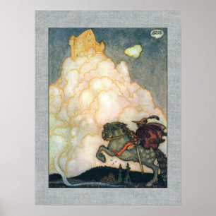 John Bauer Castle Rosy Clouds Poster