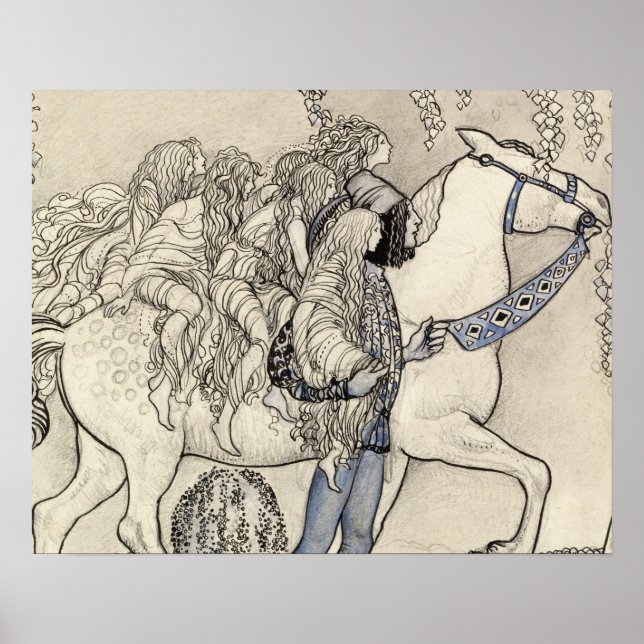 John Bauer - Das Pferd, das er im Moment geführt h Poster (Vorne)