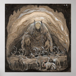 John Bauer - Der Mann, der unter Gnome läuft Poster
