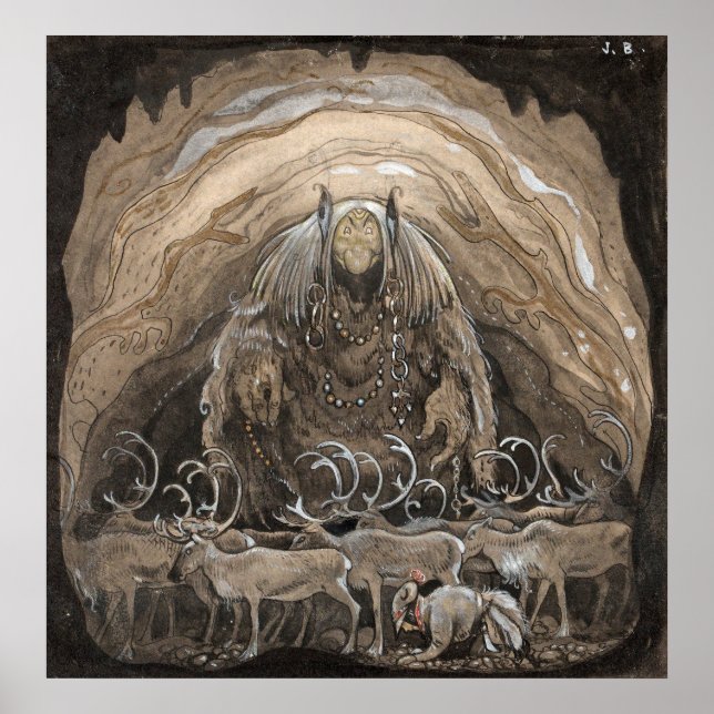 John Bauer - Der Mann, der unter Gnome läuft Poster (Vorne)