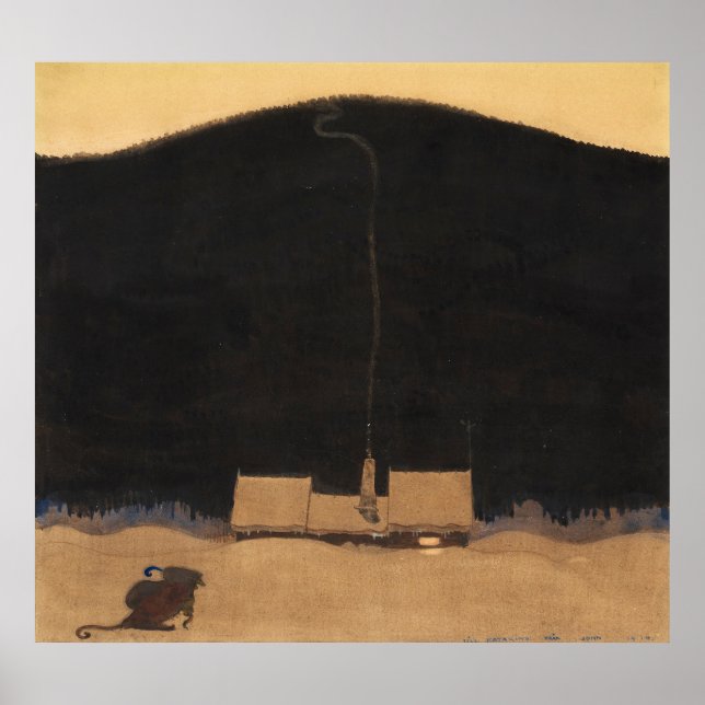 John Bauer Die Hütte am Fuße des Berges Poster (Vorne)