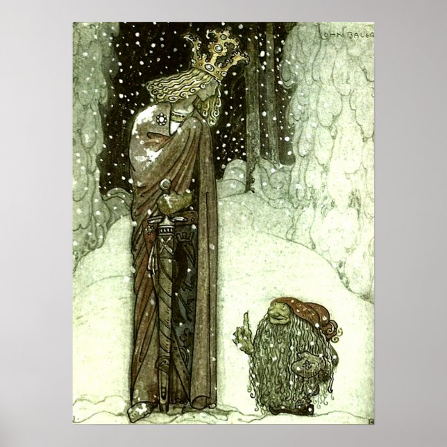 John Bauer Die Prinzessin und der Troll Poster (Vorne)