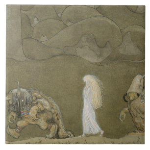 John Bauer - die Prinzessin und die Schleppangeln Fliese