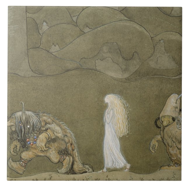 John Bauer - die Prinzessin und die Schleppangeln Fliese (Vorderseite)