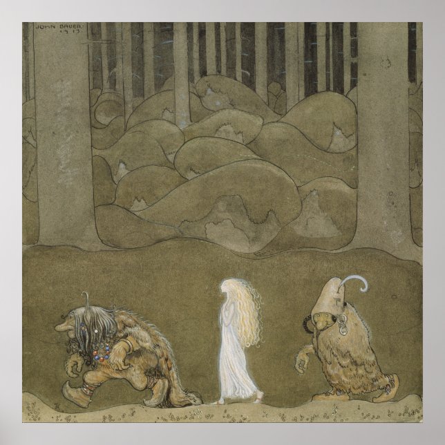 John Bauer - Die Prinzessin und die Trolle Poster (Vorne)