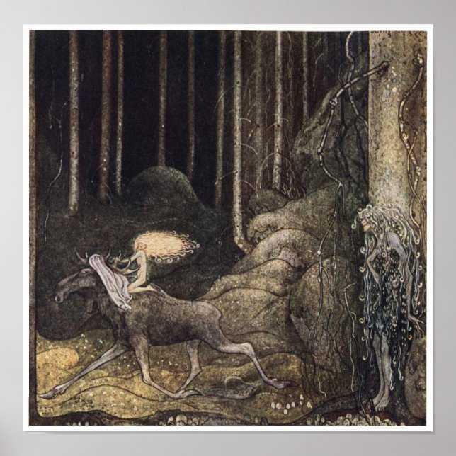 John Bauer Elk Cotton Poster (Vorne)