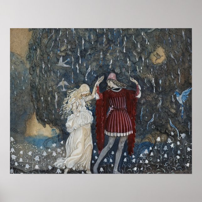 John Bauer - Lena tanzt mit dem Ritter Poster (Vorne)
