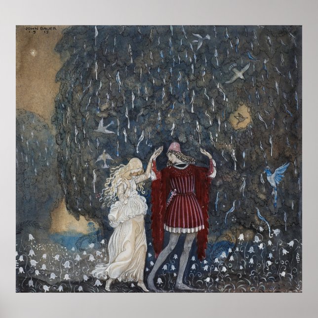 John Bauer - Lena tanzt mit dem Ritter Poster (Vorne)