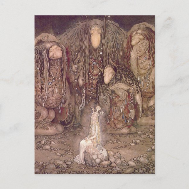 John Bauer Princess and Trolles Vintag Art Postkarte (Vorderseite)