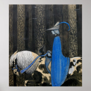 John Bauer The Blue Cloak Circa 1913 Vintag Art Poster