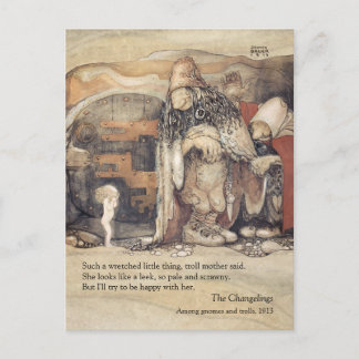 John Bauer Troll Paar Princess baby Changelings Postkarte