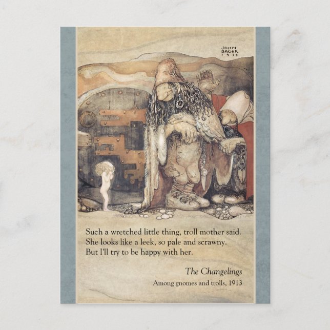 John Bauer Troll Paar und Prinzessin Baby CC1024 Postkarte (Vorderseite)