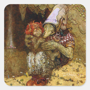 John Bauer - Troll Quadratischer Aufkleber