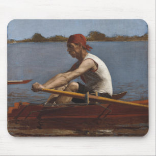 John Biglin in einem SingleScull Mousepad