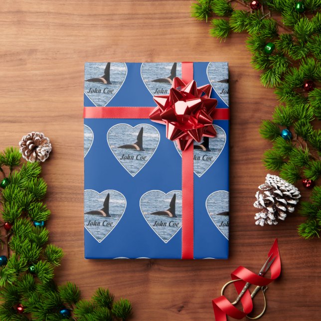 John Coe Orca Killer Whale Navy Blue Geschenkpapier (Feiertagsgeschenk)