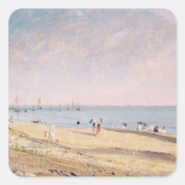 John Constable | Brighton Beach (Öl auf Leinwand) Quadratischer Aufkleber (Vorderseite)