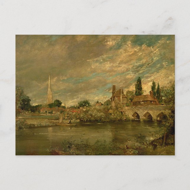 John Constable | Die Brücke von Harnham und Salisb Postkarte (Vorderseite)