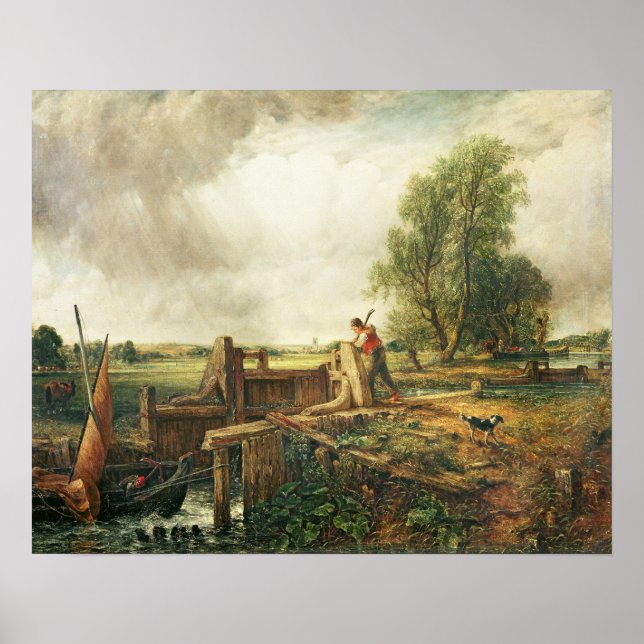 John Constable | Ein Boot, das eine Schleuse überq Poster (Vorne)