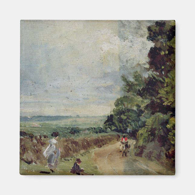 John Constable | Eine Landstraße mit Bäumen und Fe Magnet (Vorne)
