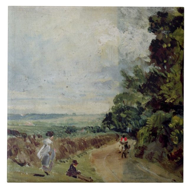 John Constable | eine Landstraße mit Bäumen und Fliese (Vorderseite)