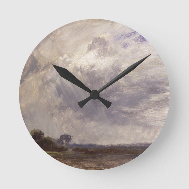 John Constable| Landschaft mit Gray Windy Sky, c. Runde Wanduhr (Vorderseite)