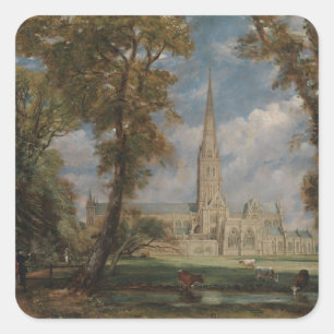 John Constable Salisbury Kathedrale aus dem Bisc Quadratischer Aufkleber