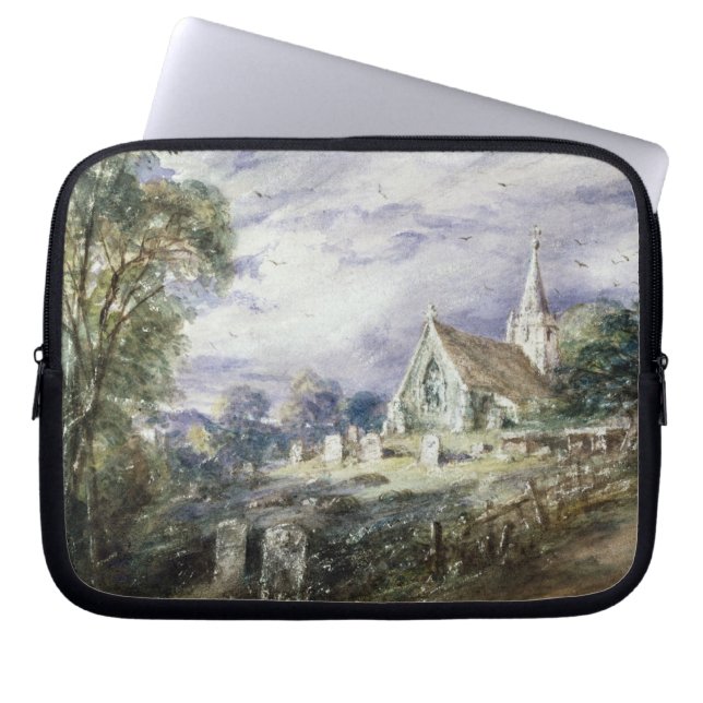 John Constable | schüren Poges Kirche Laptopschutzhülle (Vorderseite)