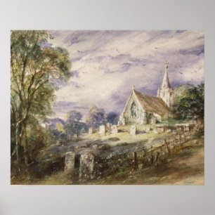John Constable   Stoke Poges Church, 1833 (w/c on  Poster