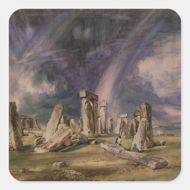 John Constable | Stonehenge, 1835 Quadratischer Aufkleber (Vorderseite)