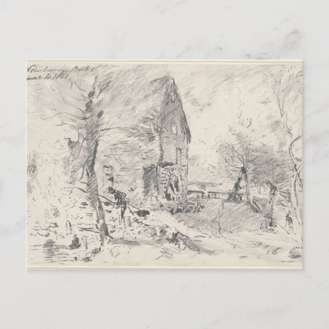 John Constable Watermill at Newbury (Pencil) Postkarte (Vorderseite)