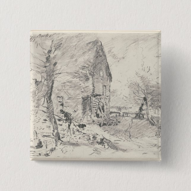 John Constable | Watermill bei Newbury (Bleistift) Button (Vorderseite)