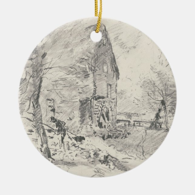 John Constable | Watermill bei Newbury (Bleistift) Keramik Ornament (Vorne)