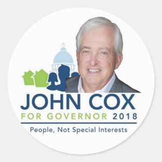 John COX Governor 2018 Runder Aufkleber