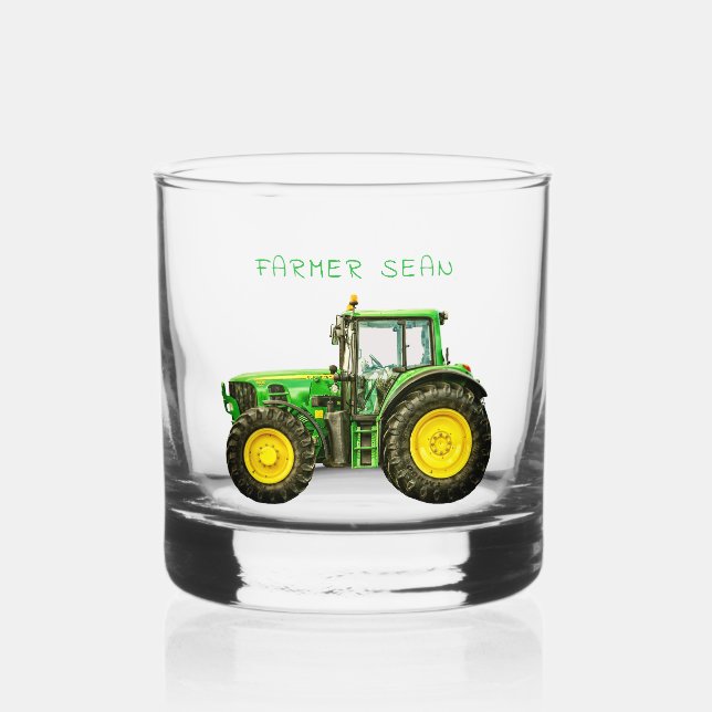 John Deere Traktor für Landwirte Whiskyglas (Rückseite)